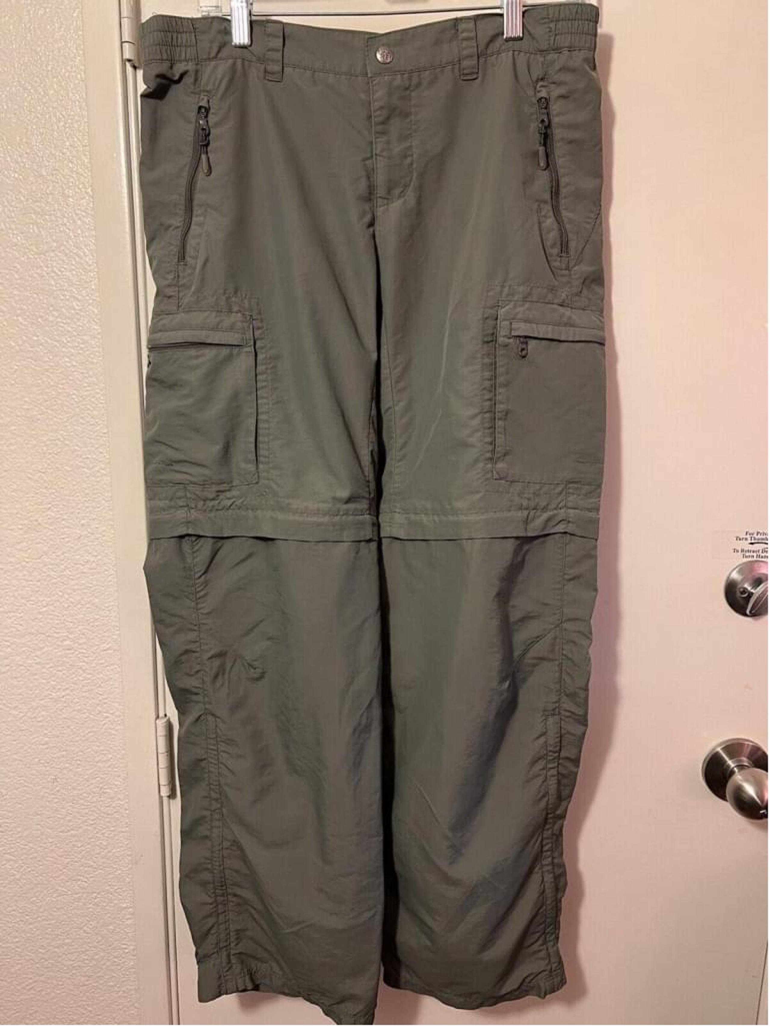 REI UPF 50+ women’s green convertible cargo pants nylon