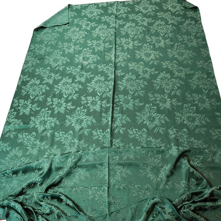 100x60 Green Table Cloth Holiday Floral Polyester and Cotton Vintage 2 stains #1