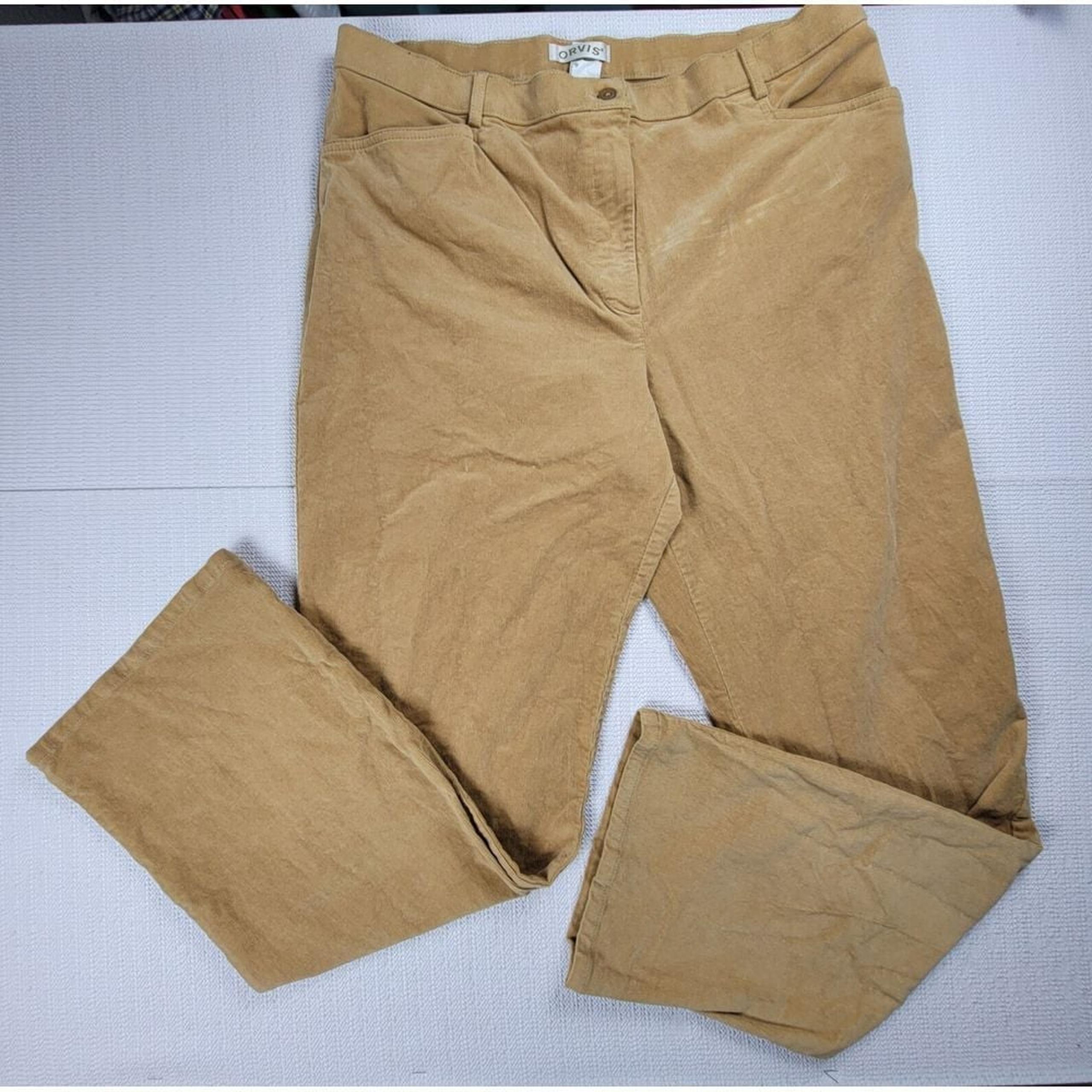 Orvis Everyday Stretch Corduroy Pants Beige Women's Size 16 Straight Leg