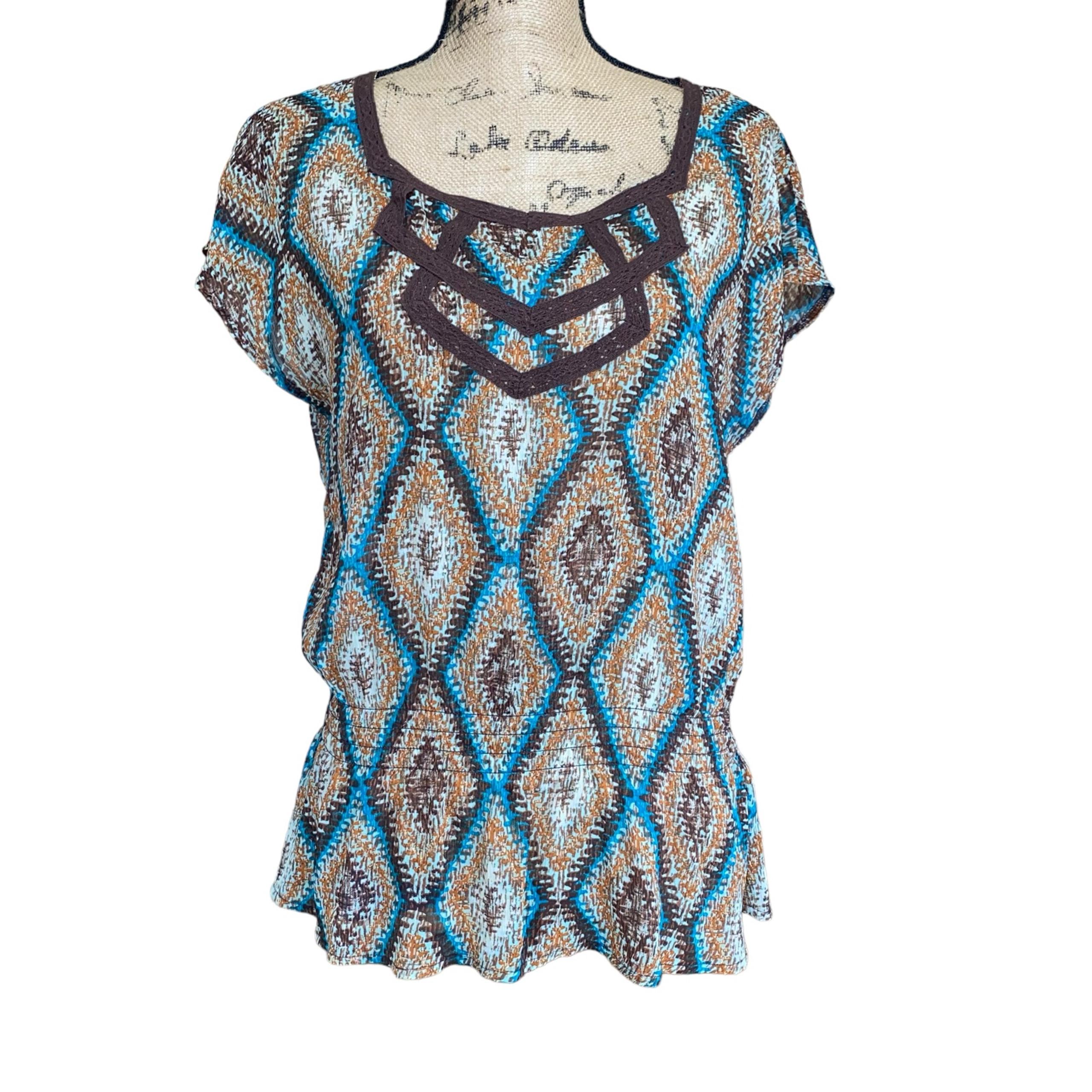 Wrangler brown sheer blouse large western wear EUC