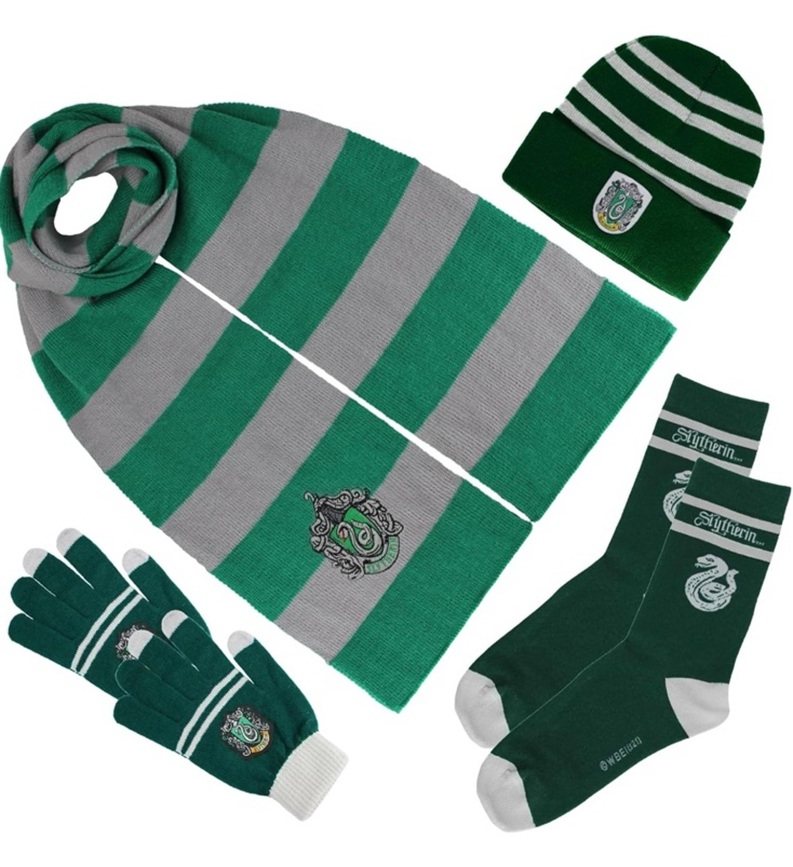 Harry Potter Slytherin Set- Hat, Scarf, Gloves, Socks Set