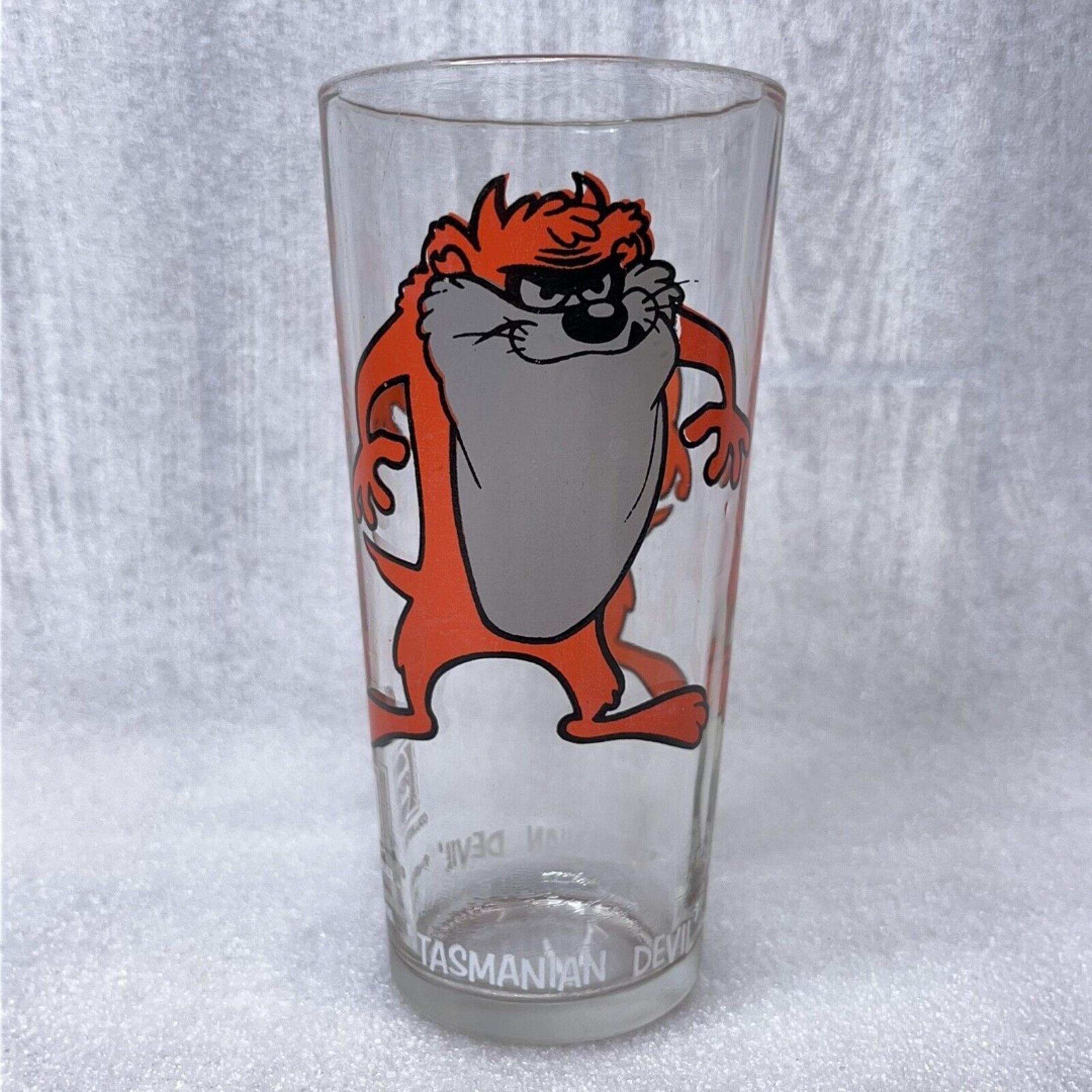 1973 Tasmanian Devil TAZ (Orange) Drinking Glass Cup Pepsi Series Looney Tunes