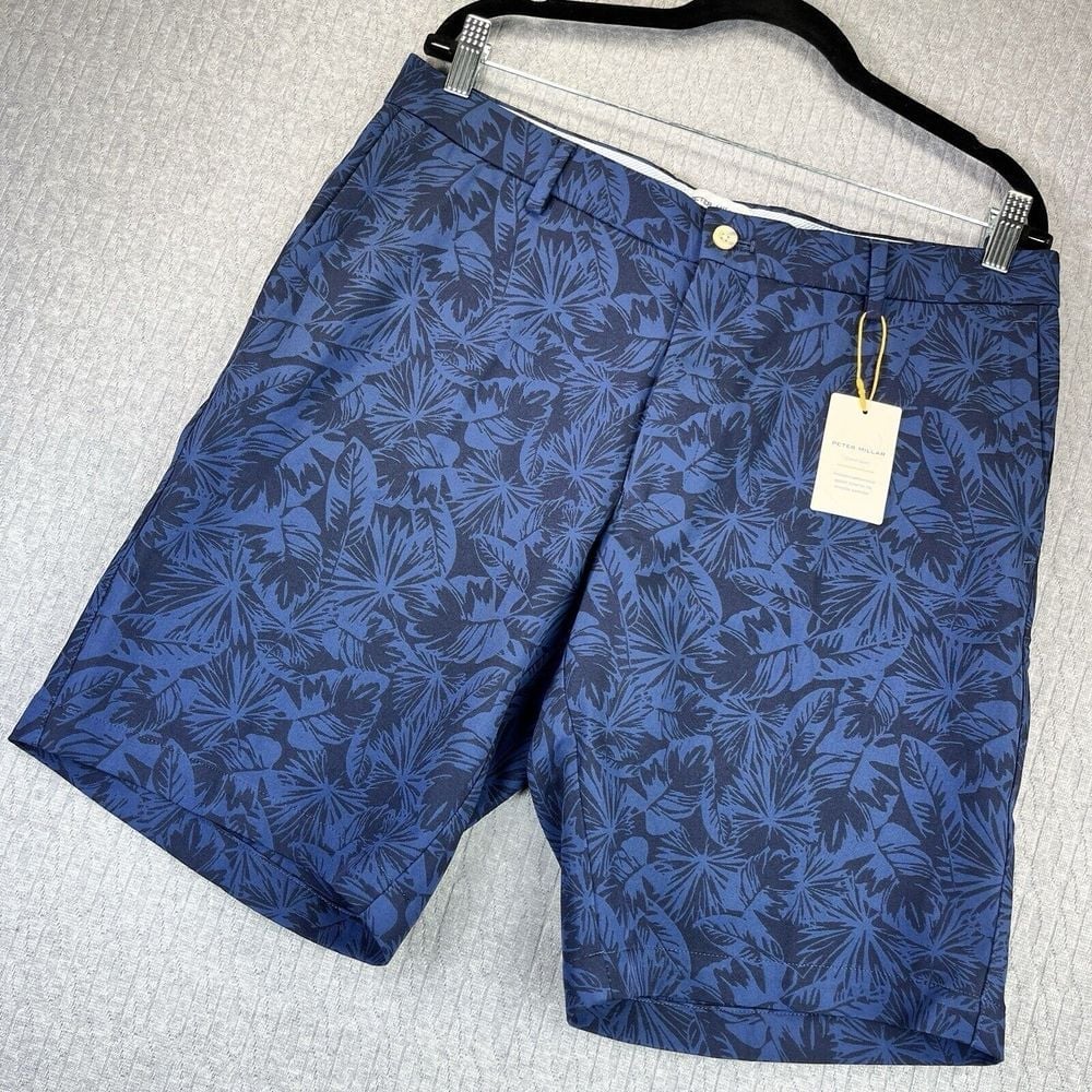 Peter Millar Salem Frondescence performance shorts Men (34) new with tags navy
