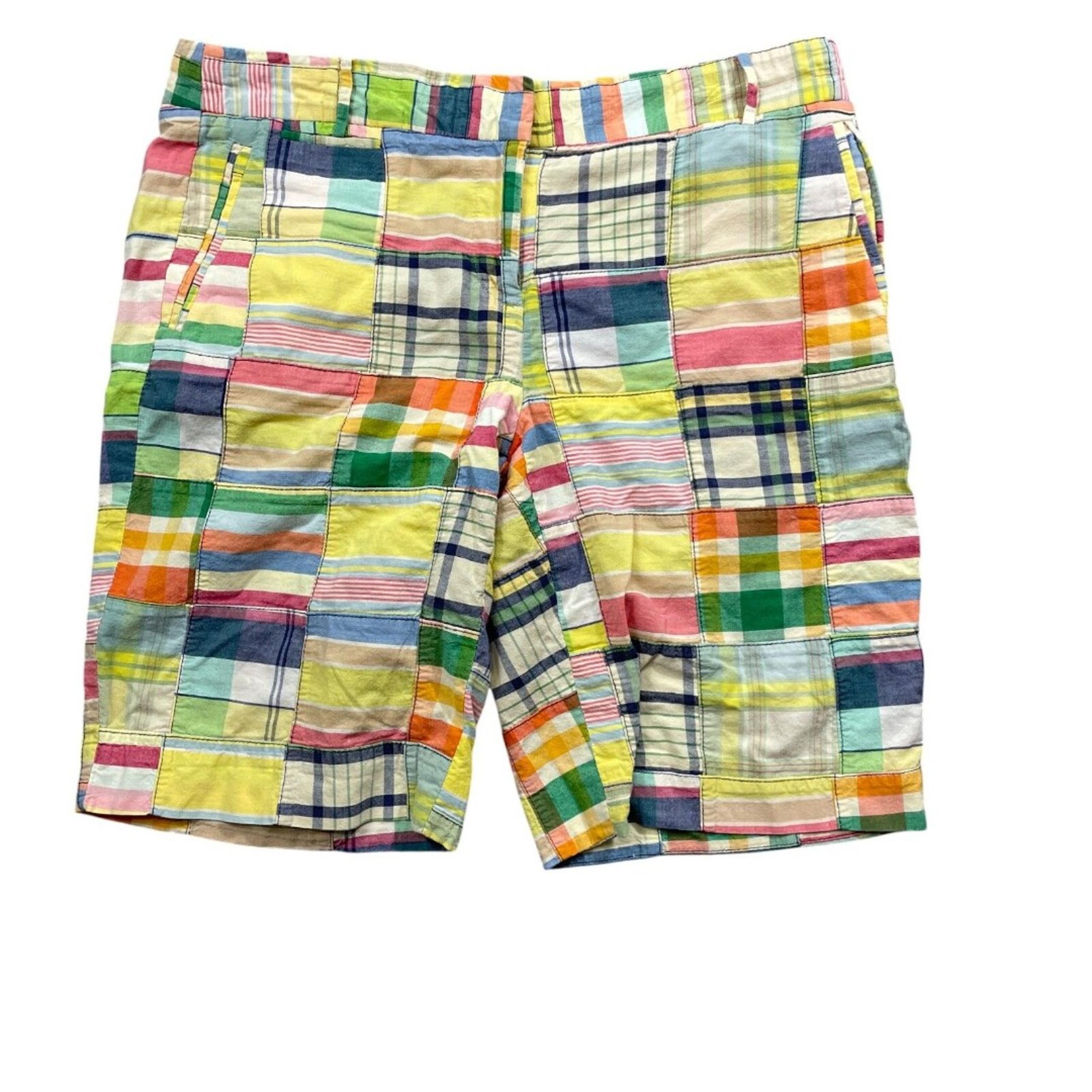 J Crew 2 City Fit Madras Plaid 100% Cotton Bermuda Shorts Womens