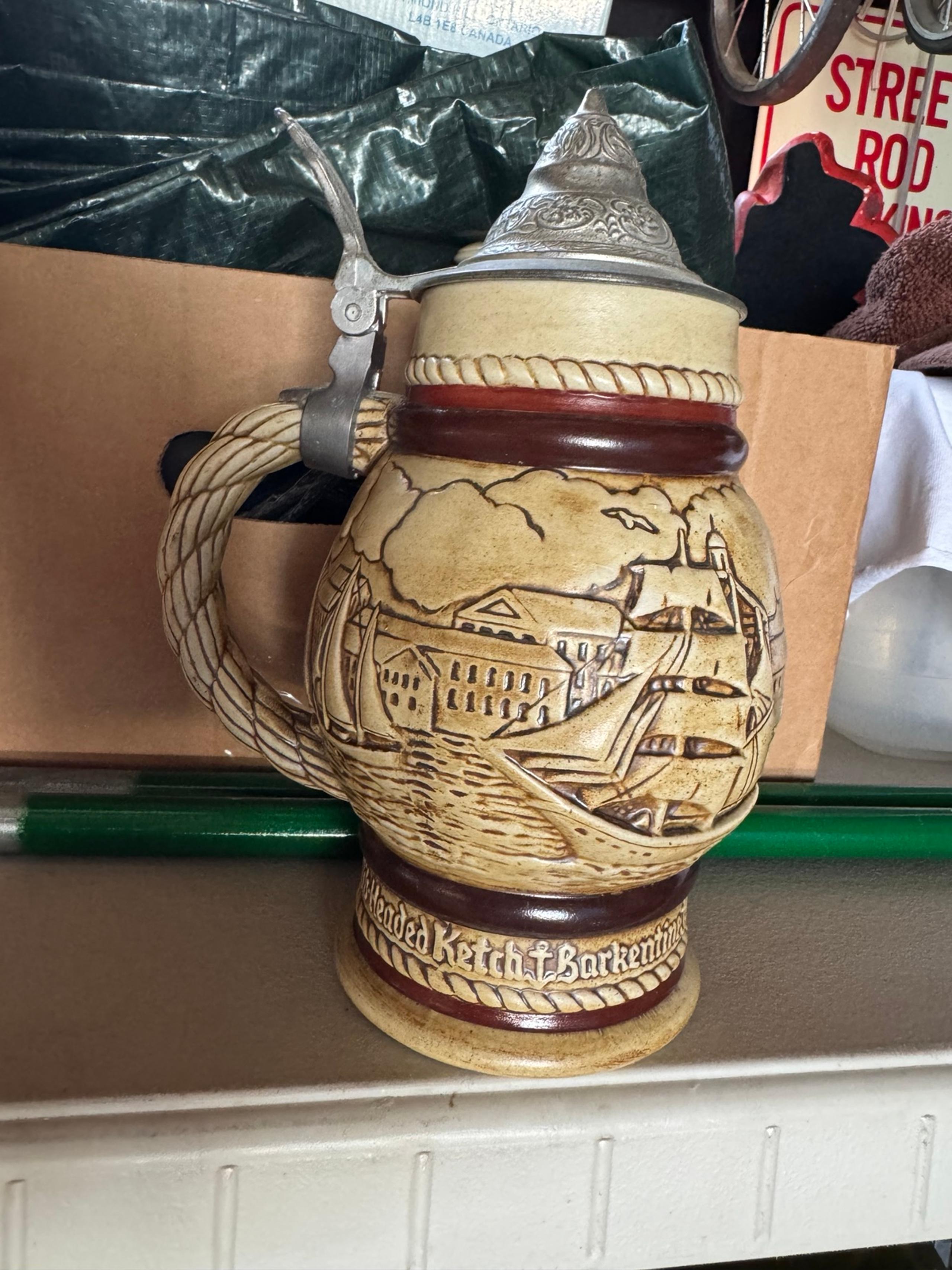 Avon Antique Vintage Ceramic Beer Stein Collectable Handmade Pottery Sailing Shi