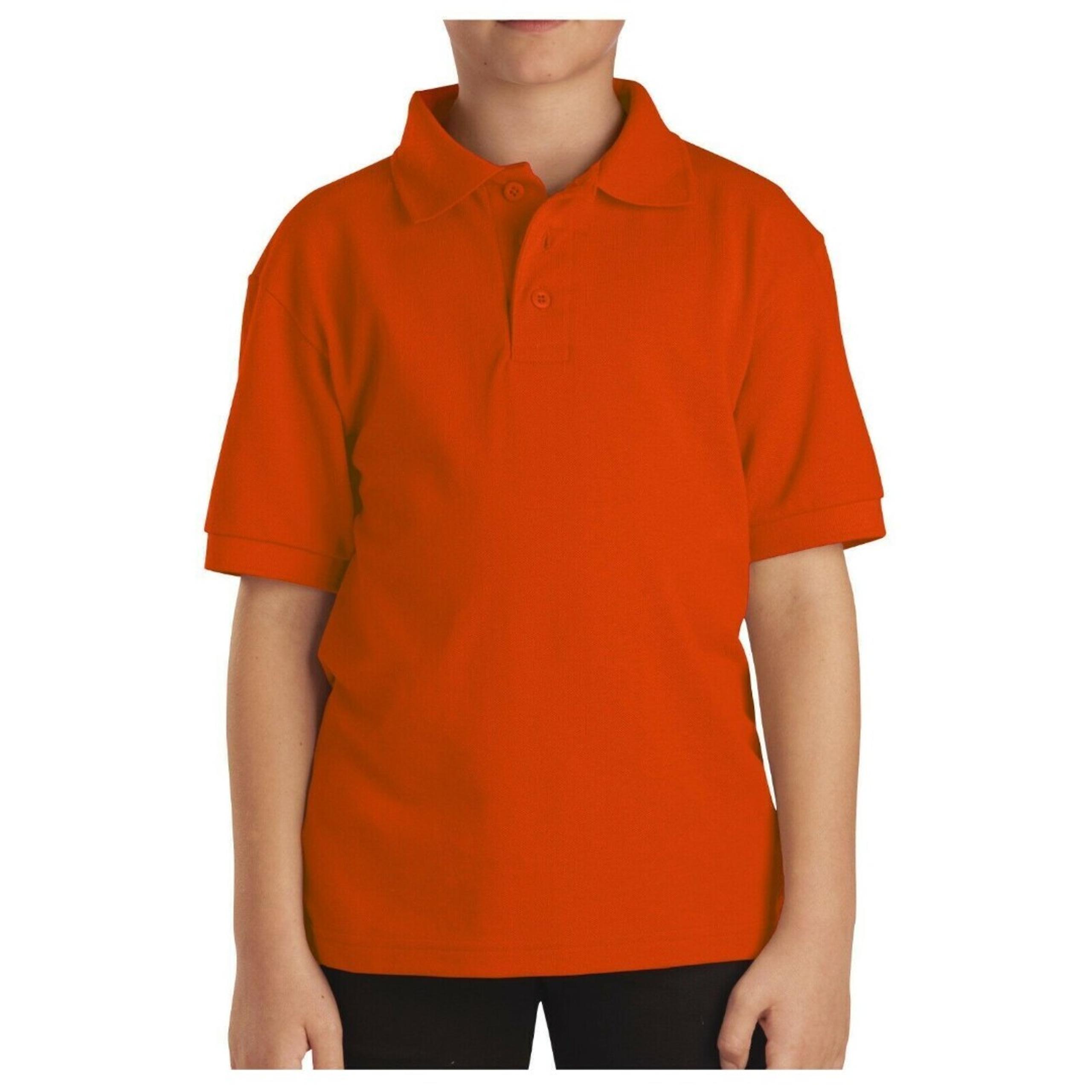 NWT Dickies Boys Size L (14/16) Orange Pique Polo Short Sleeve Shirt Uniform