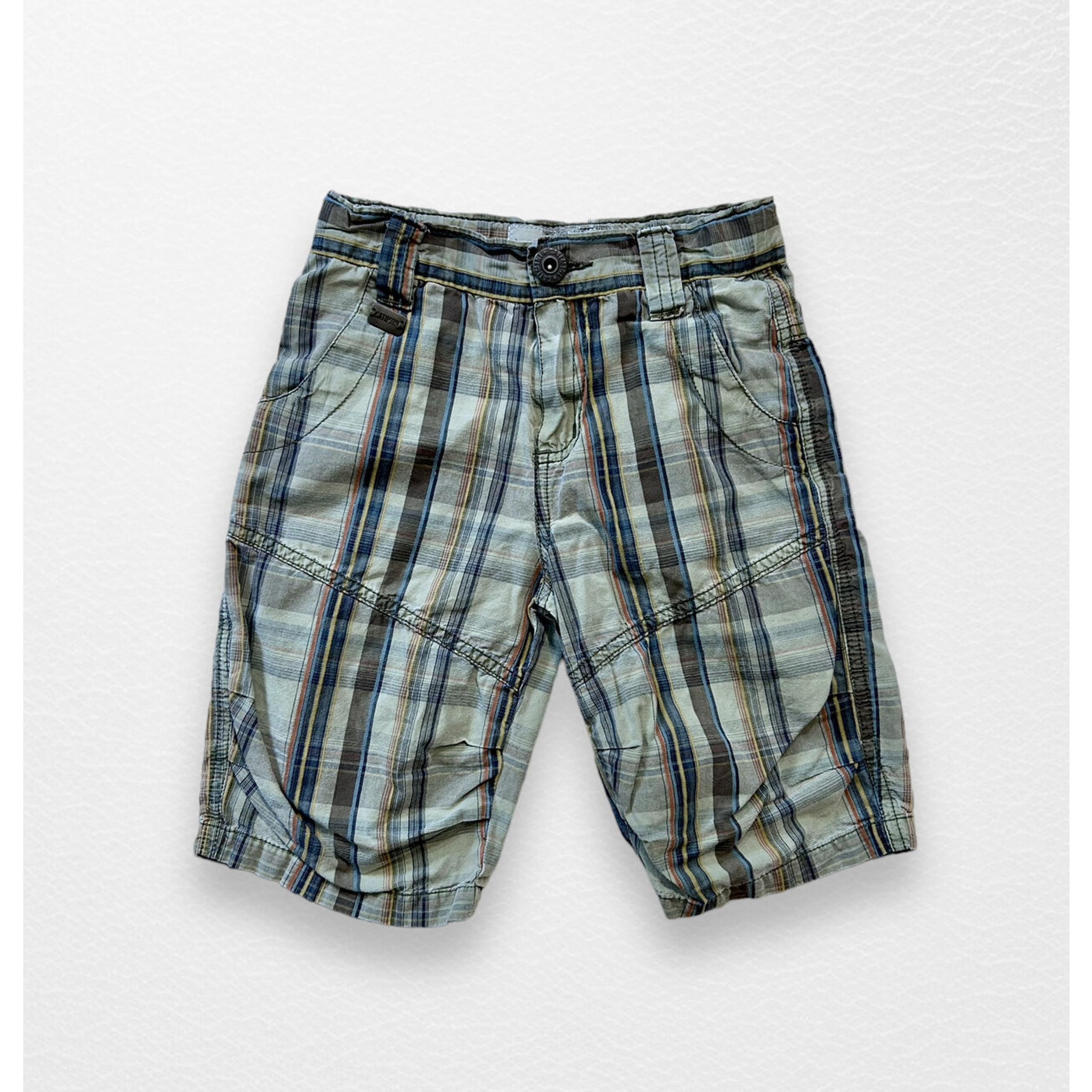 Catimini Olive Plaid Baggy Shorts, Size 4