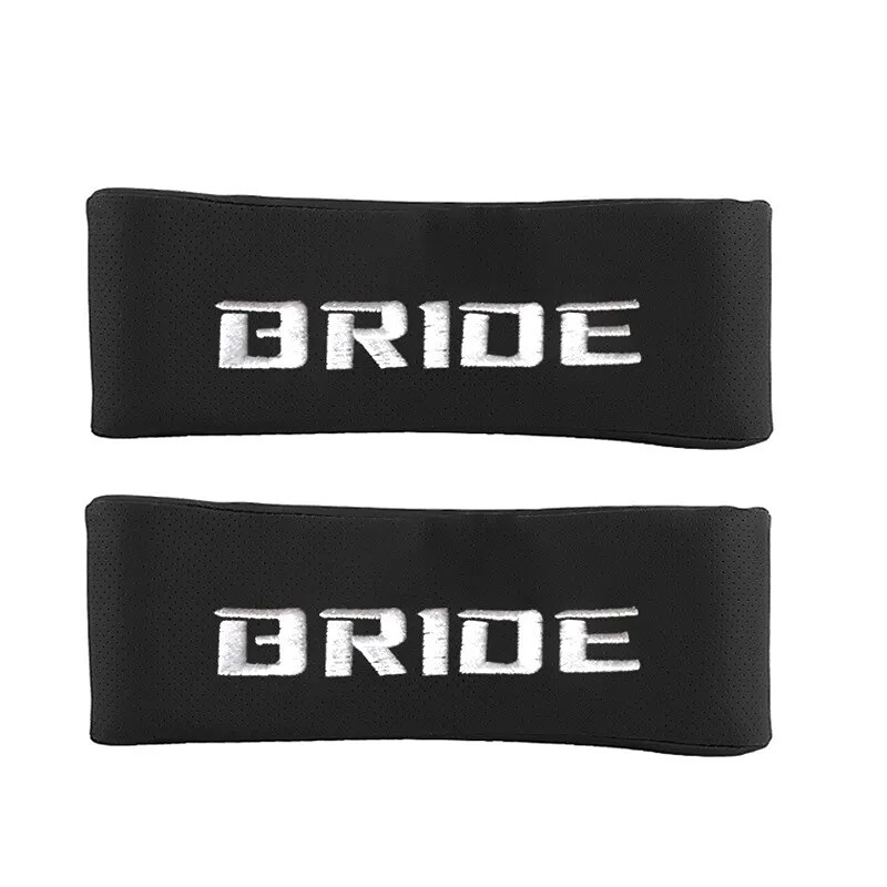 NEW UNIVERSAL 2PCS JDM BRIDE Embroidery Black Car Neck Headrest Pillow Cushion