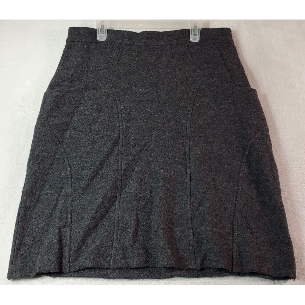 Sparrow Skirt Womens Size Medium Gray 100% Wool Pockets Elastic Waist Flat Front