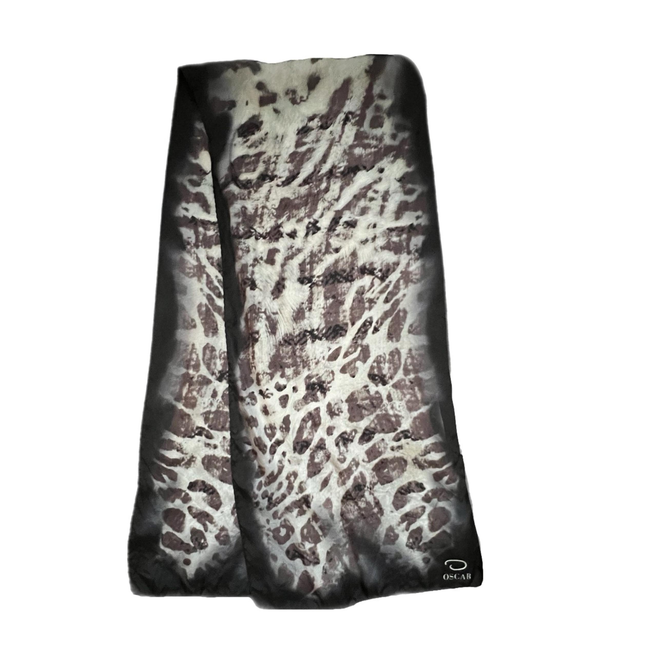 Vintage Oscar de la Renta Silk Scarf in Brown and Cream