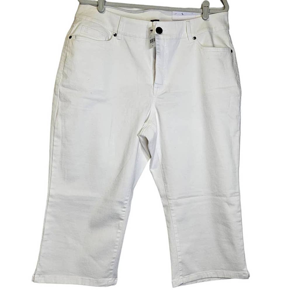NEW Lane Bryant 18 White Capri Stretch Pant Chino Coastal Classic Preppy