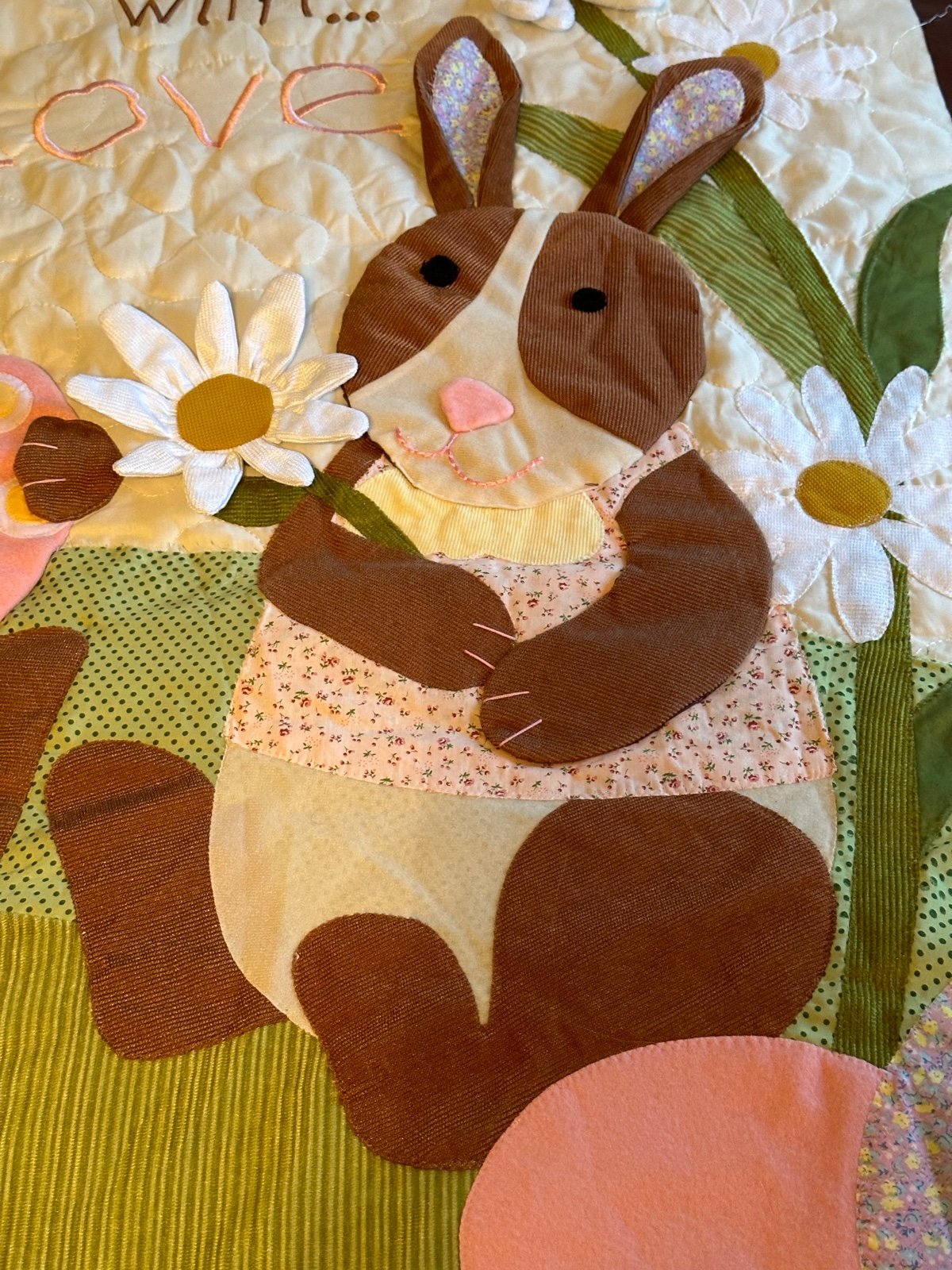 Cracker Barrel Easter Spring Anthropomorphic Rabbit Nursery Crib Quilt Wall Art