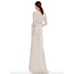 MAC DUGGAL Dress Size 8 Evening Gown Sequin Silver Cream V Neck Long Sleeve NEW