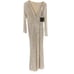 MAC DUGGAL Dress Size 8 Evening Gown Sequin Silver Cream V Neck Long Sleeve NEW