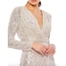MAC DUGGAL Dress Size 8 Evening Gown Sequin Silver Cream V Neck Long Sleeve NEW