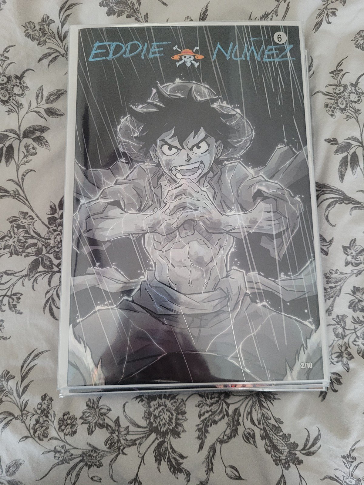 Eddie Nunez signed luffy chrome foil sketch 2/10