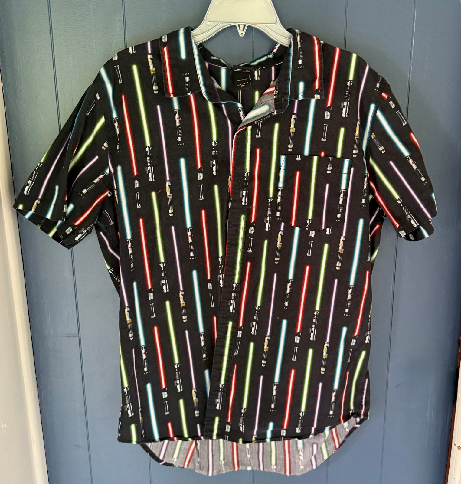 Our Universe Star Wars Lightsaber Woven Button-Up Vader Obi-Wan Mace Size XL
