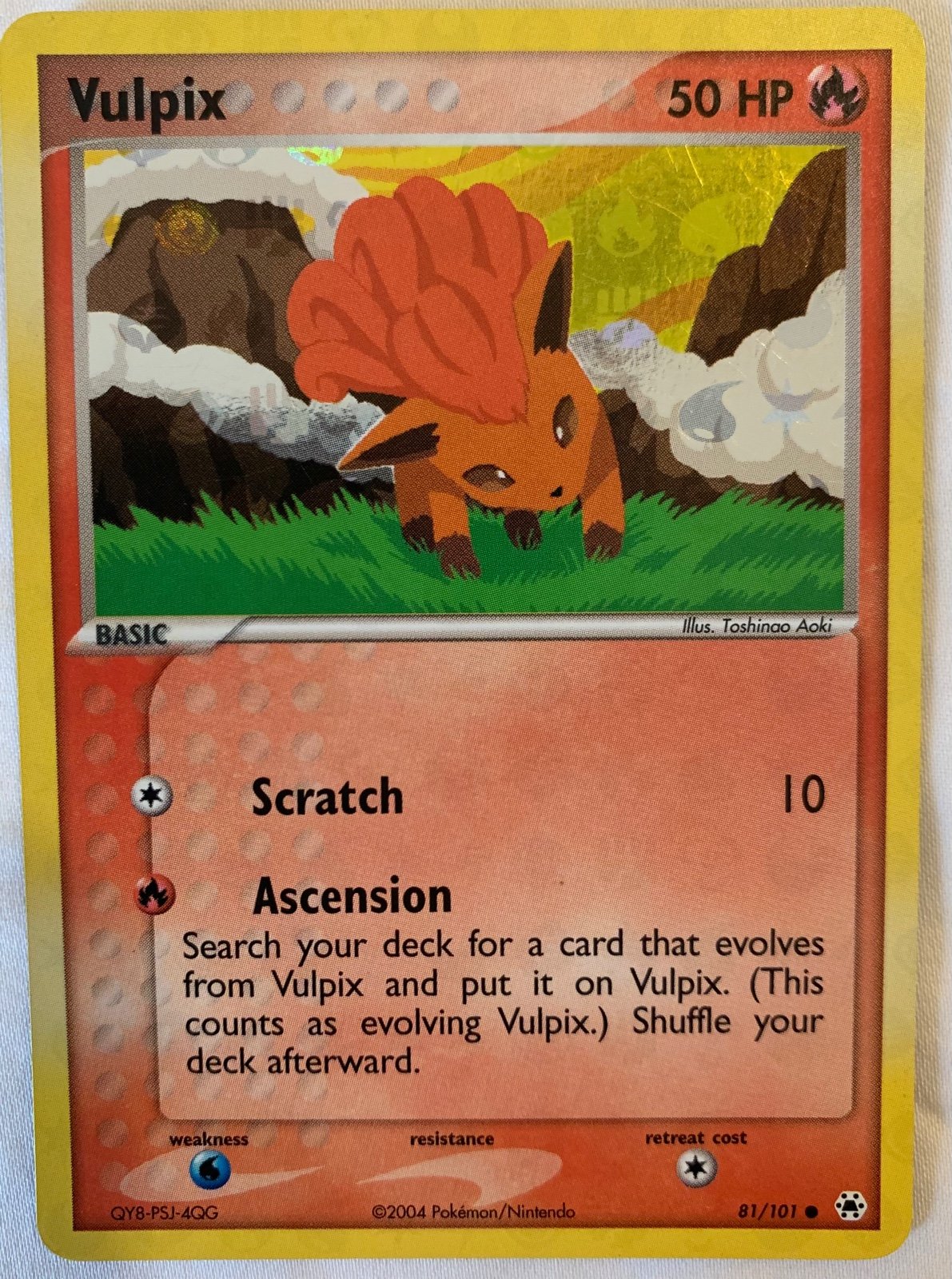 Vulpix Holographic Pokemon Card Fermi Bubbles Grading C+