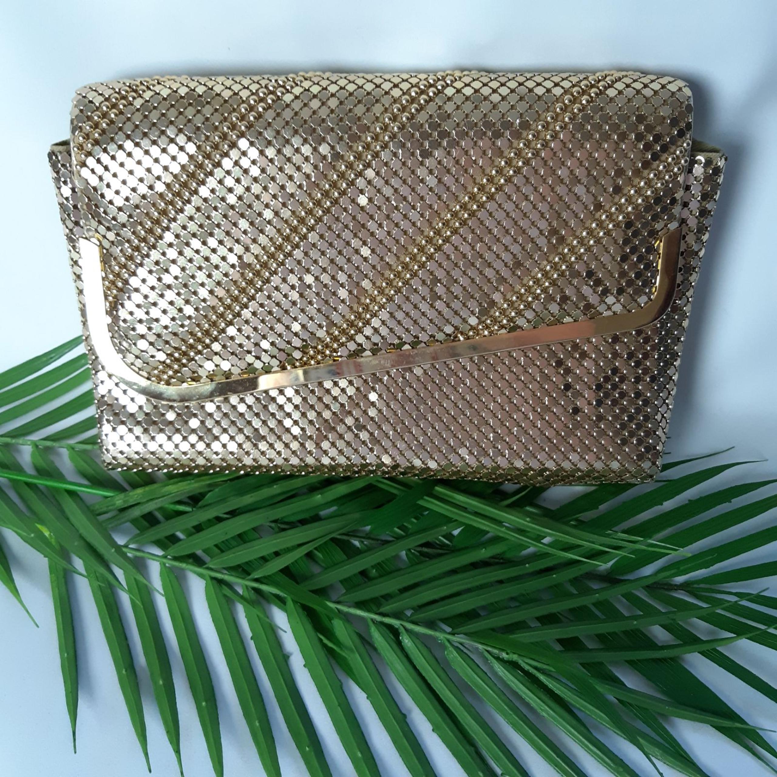 Vintage Bueno Gold Clutch Shoulder Bag