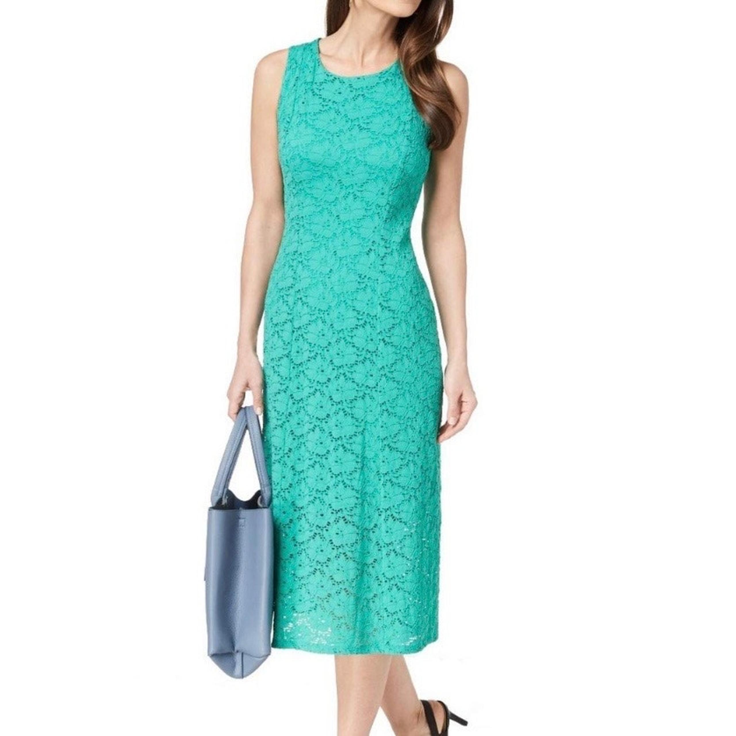 Alfani Floral Lace Midi Dress Women SZ 16 Cottagecore Beachy Boho Romantic Green