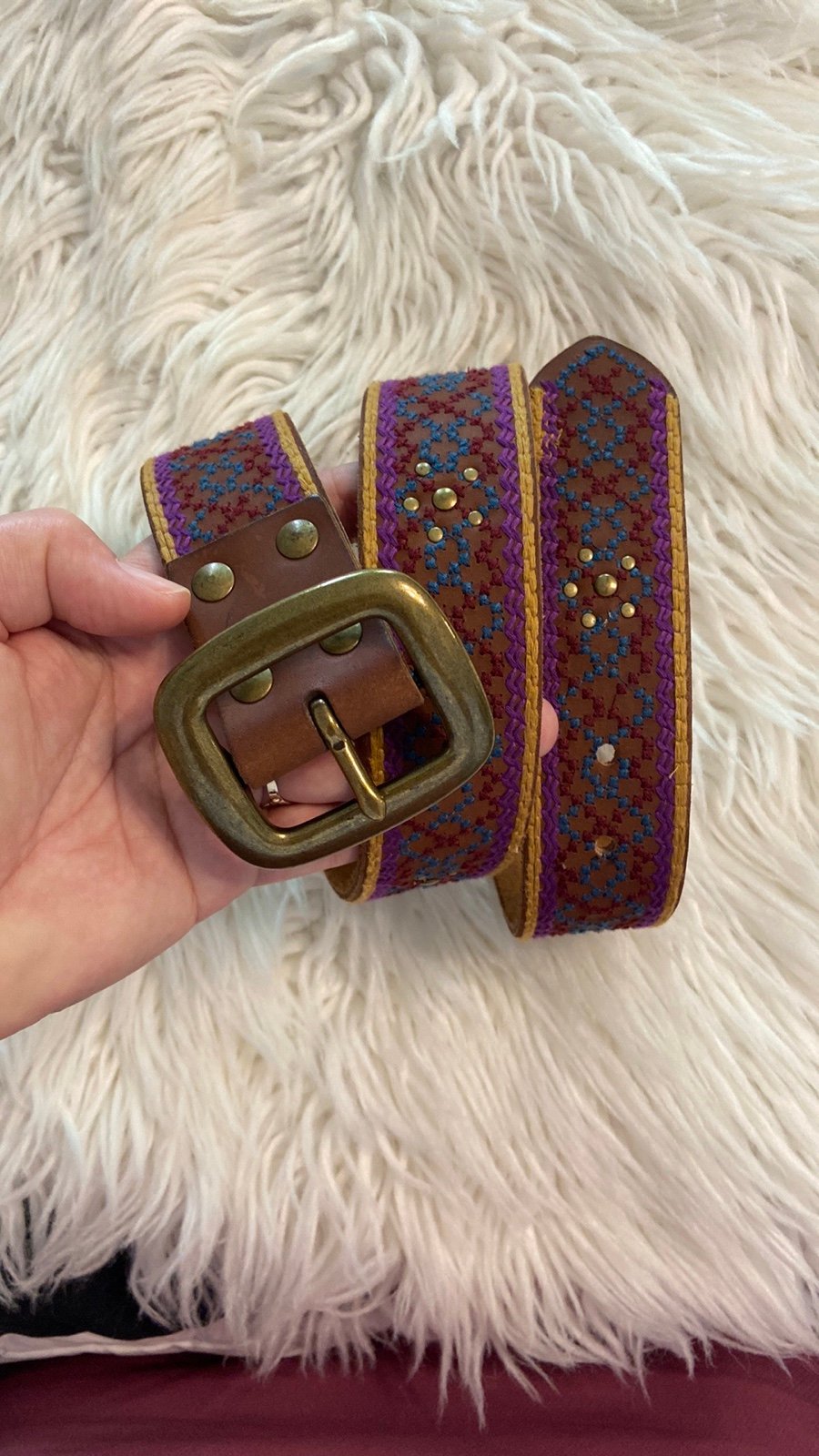 Lucky Brand Brown and Purple Embroidered Belt size S (30) excellent condition