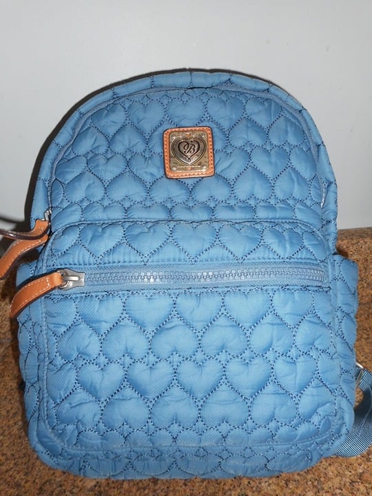 Brighton Kingston Blue Quilted Backpack - Heart to Heart Collection - EUC