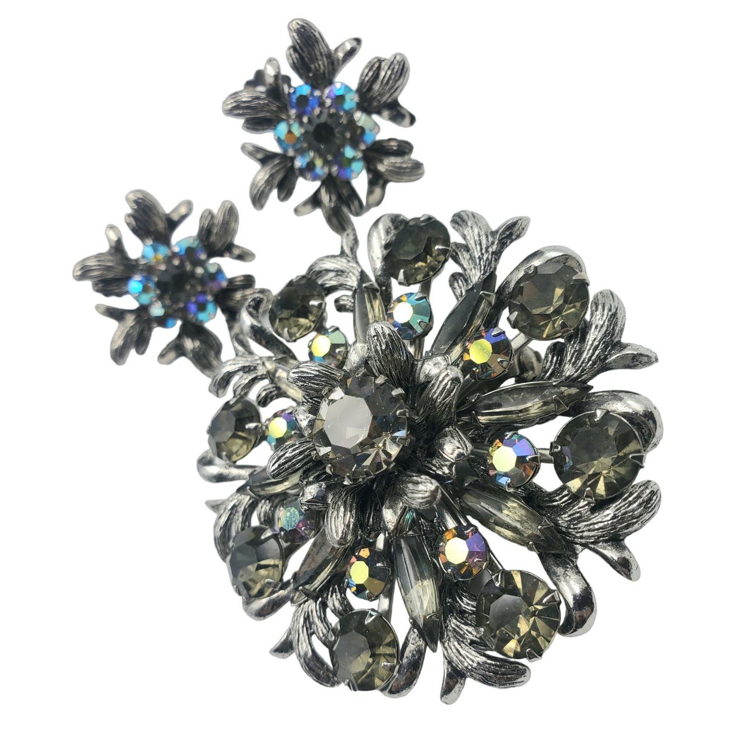 Vintage Selini Tiered Rhinestone & A.B Brooch and Earrings Set – Rare Selini Set