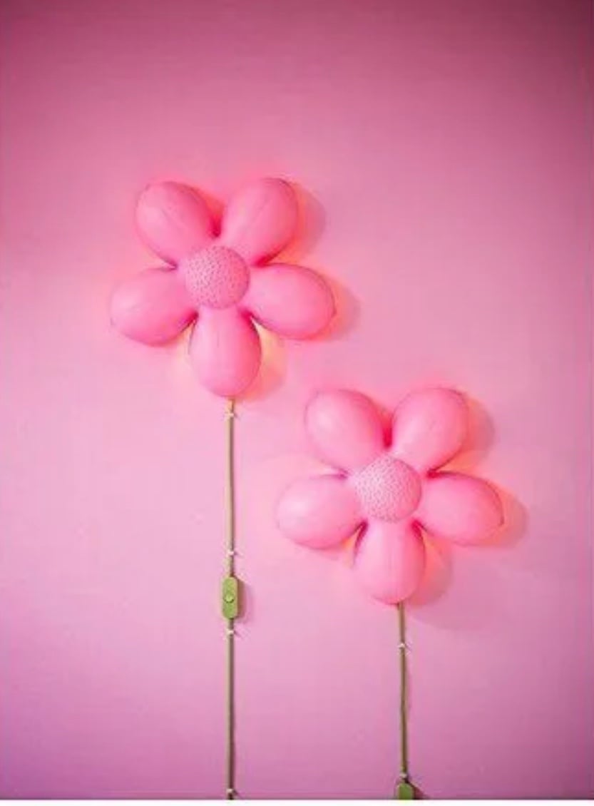 IKEA Vintage Smila Blomma Pink Wall Lamp Flower Set of 2