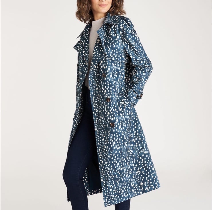 Ann Taylor Spotted Modern Trench Coat in Midnight Spruce