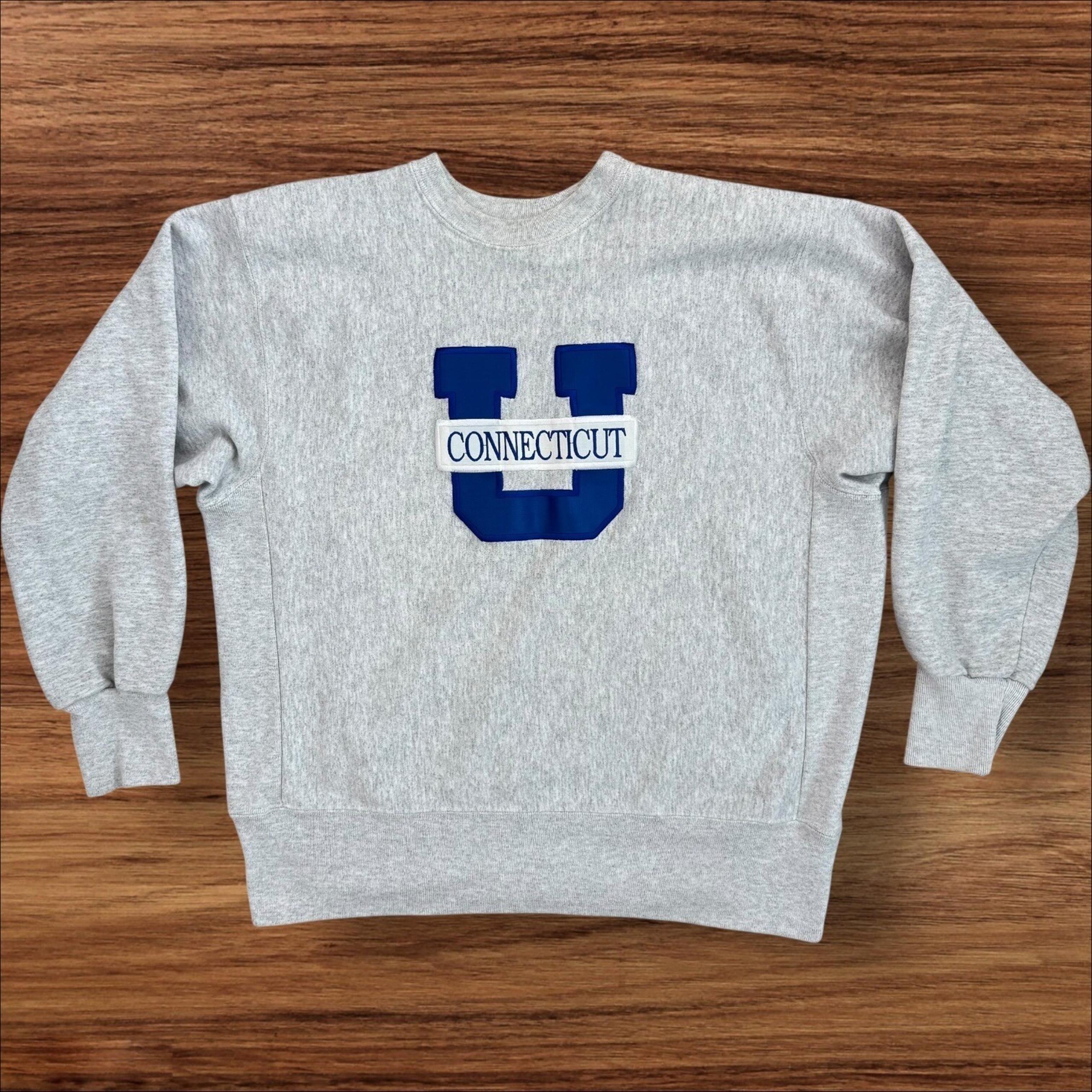 Vtg UConn Connecticut Midland Sport Sweatshirt Mens L Gray Crewneck Pullover USA