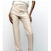 ZARA Faux Leather Super High Rise Slim Flare Pants Slit size 2 34 Long Beige