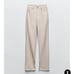 ZARA Faux Leather Super High Rise Slim Flare Pants Slit size 2 34 Long Beige
