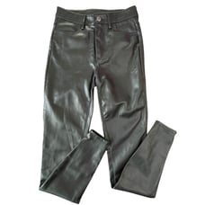 Free People Vegan Faux Leather Black Pants Skinny Moto Mid Rise Womens 25