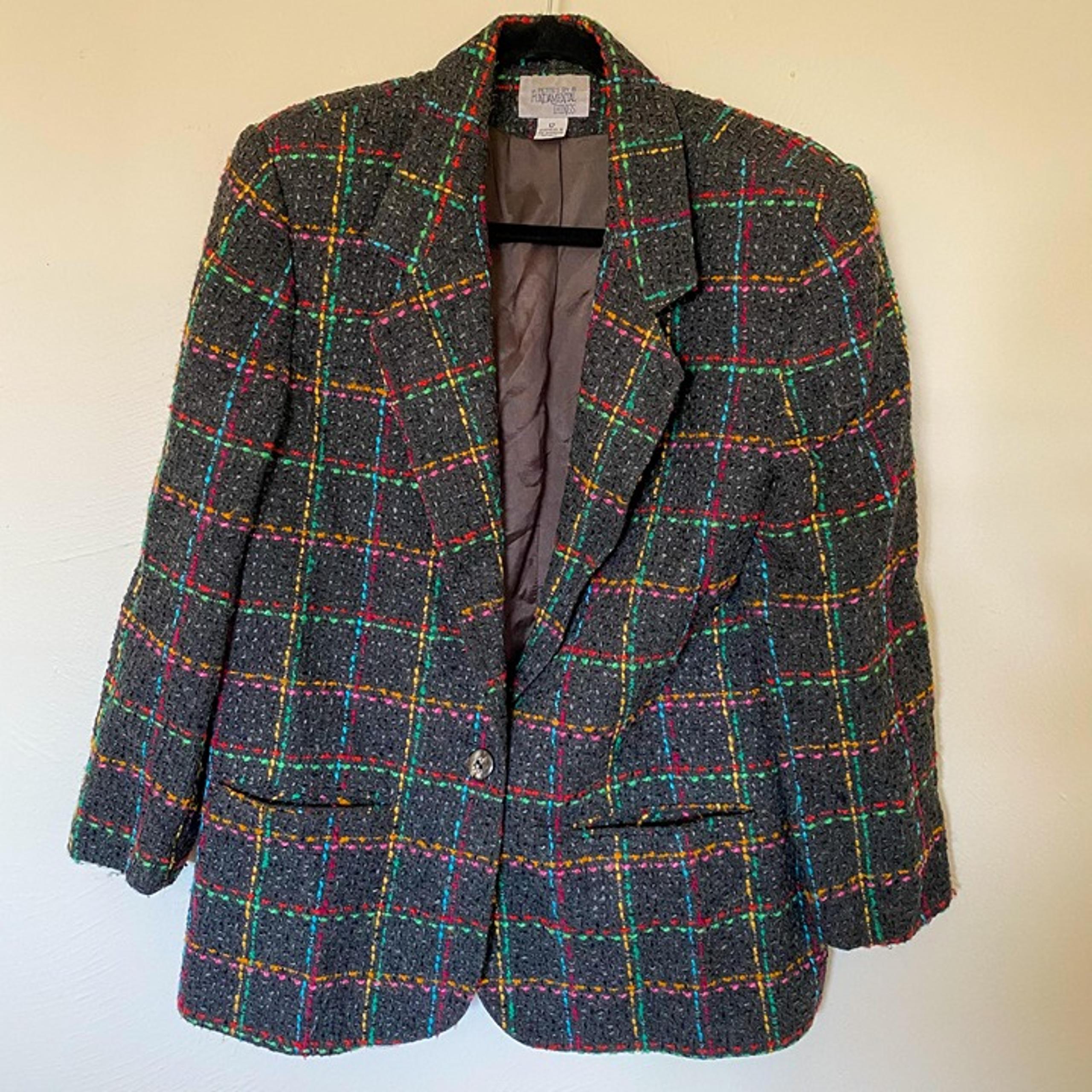 VTG Fundamental Things Gray Multicolor Tweed Blazer