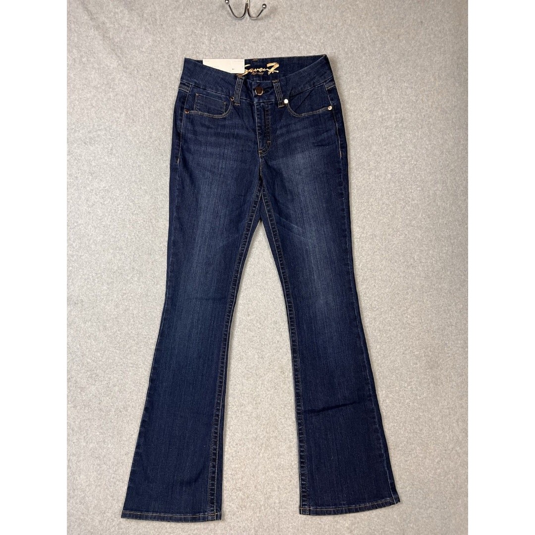 Seven 7 Women's 6 Tummyless High-Rise Slim Boot Blue Jeans Pants Stretch MSRP 74