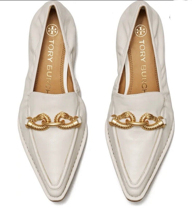 TORY BURCH JESSA POINTED TOE LEATHER LOAFERS