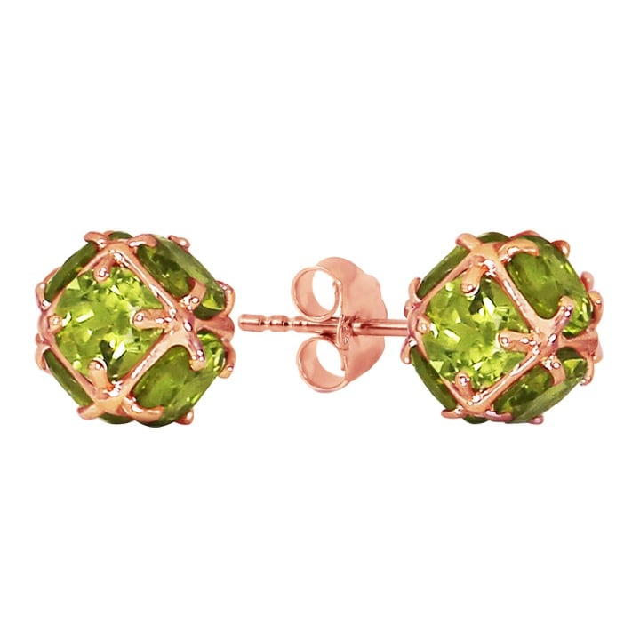14K. SOLID GOLD STUD EARRINGS WITH NATURAL PERIDOTS (Rose Gold)