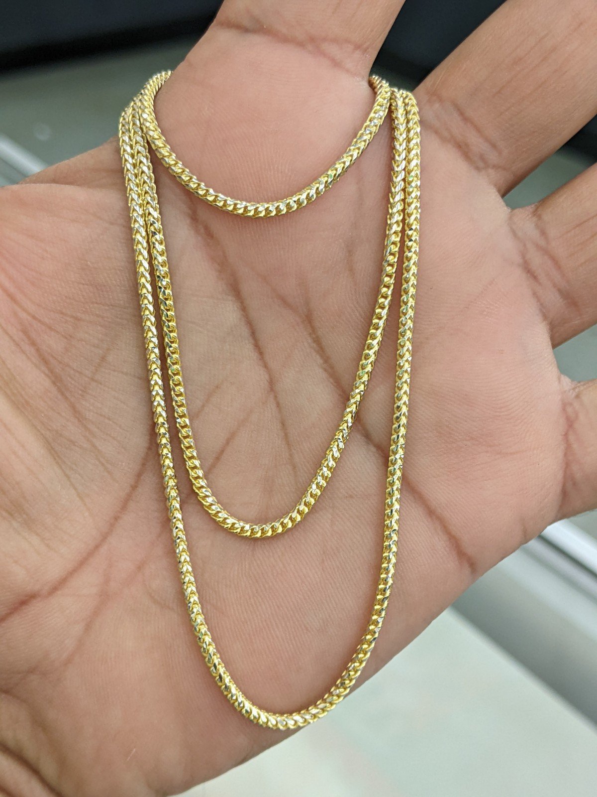 10kt Real Solid Gold Round Franco Diamond Cut chain 2mm 24 inches