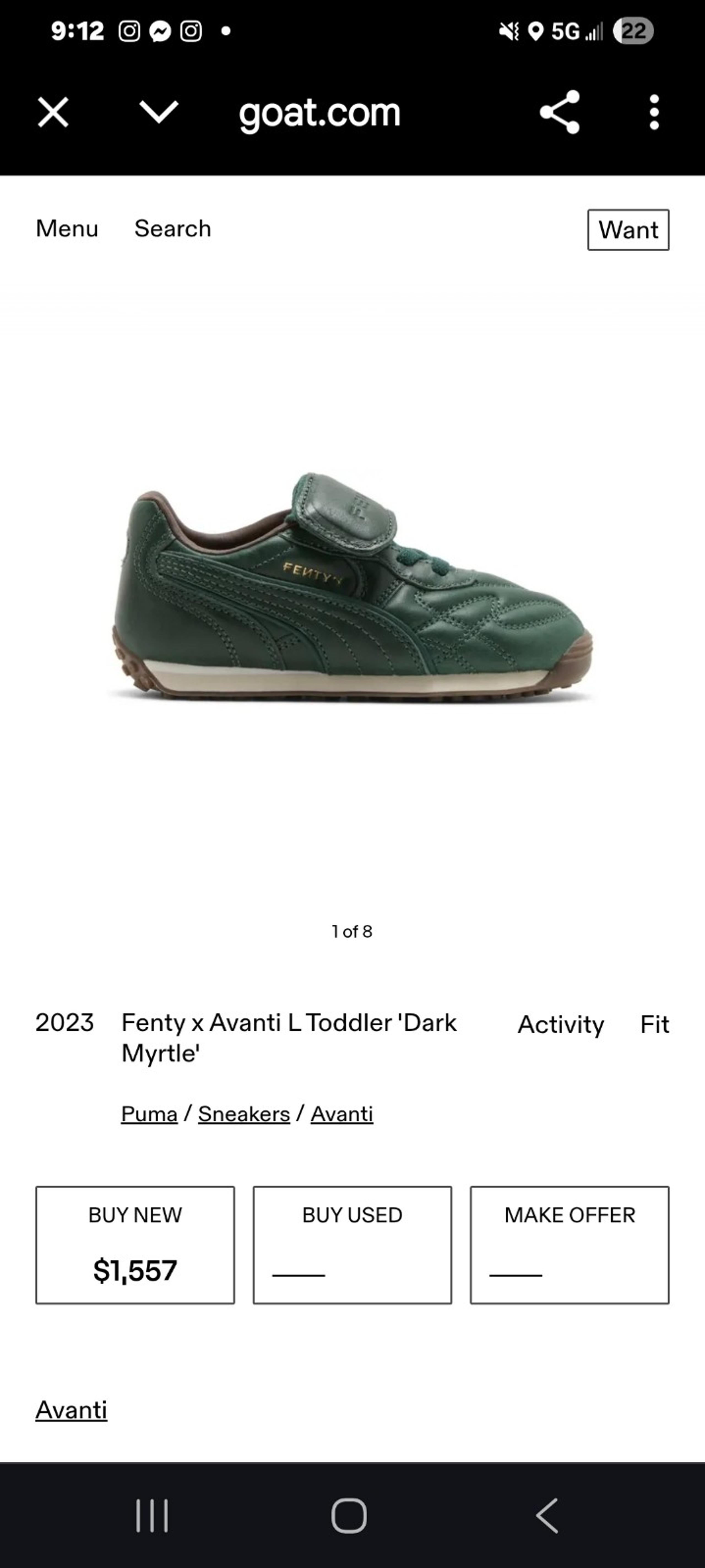 Puma x Fenty infant Avanti Shoes "Dark Myrtle"
