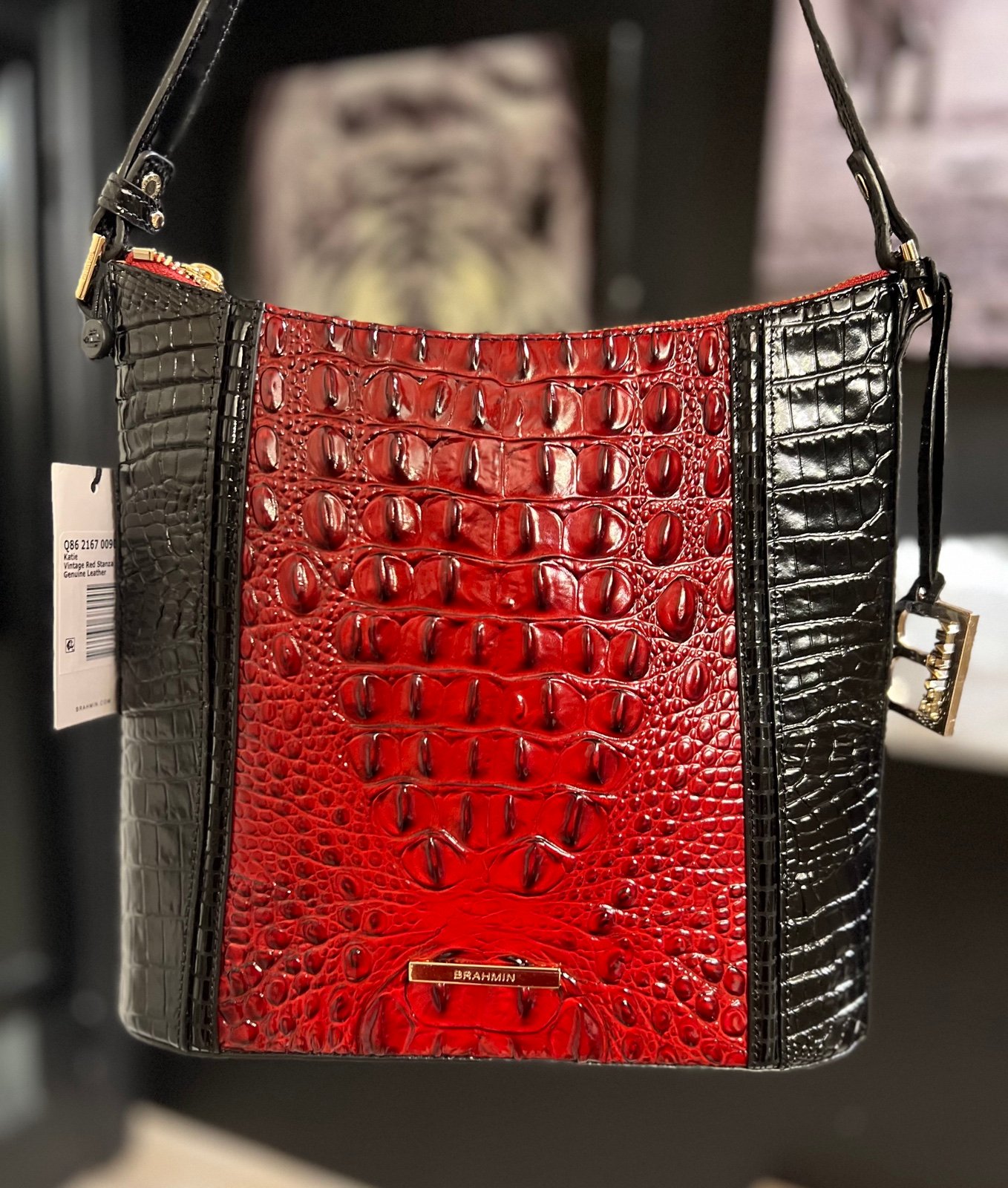 NWT-BRAHMIN STUNNING KATIE VINTAGE RED STANZA