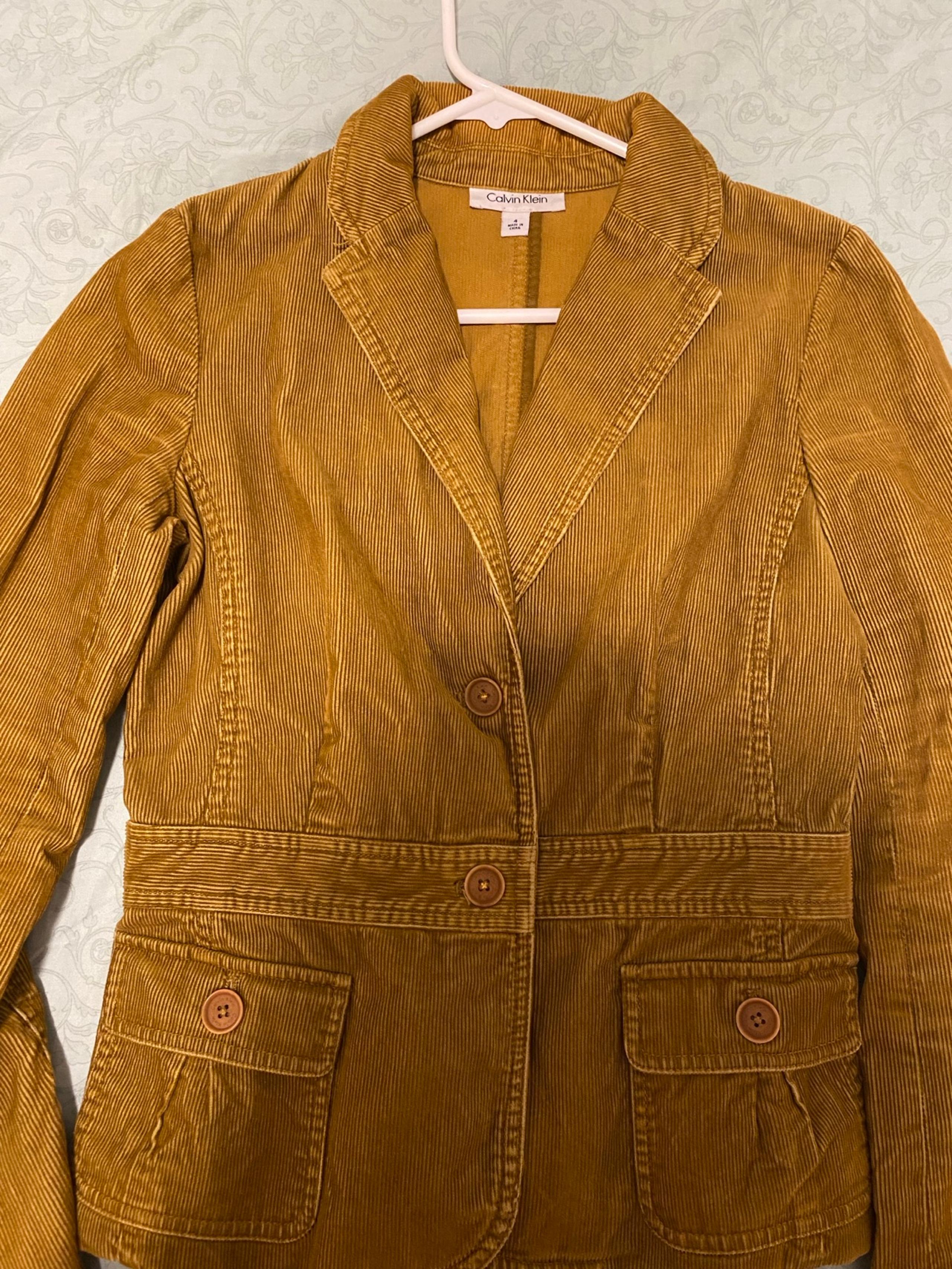 Calvin Klein Womens Corduroy Caramel/Camel Light Brown Blazer Jacket