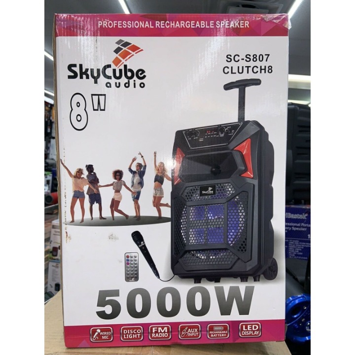 SkyCube Bluetooth Wireless Speaker Portable 5000w P.M.P.O Rechargeable Mic