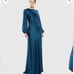 Mac Duggal 26575 Sapphire Beaded High Neck Bishop Sleeve Satin Gown | Size 12