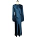 Mac Duggal 26575 Sapphire Beaded High Neck Bishop Sleeve Satin Gown | Size 12