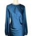 Mac Duggal 26575 Sapphire Beaded High Neck Bishop Sleeve Satin Gown | Size 12