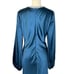 Mac Duggal 26575 Sapphire Beaded High Neck Bishop Sleeve Satin Gown | Size 12