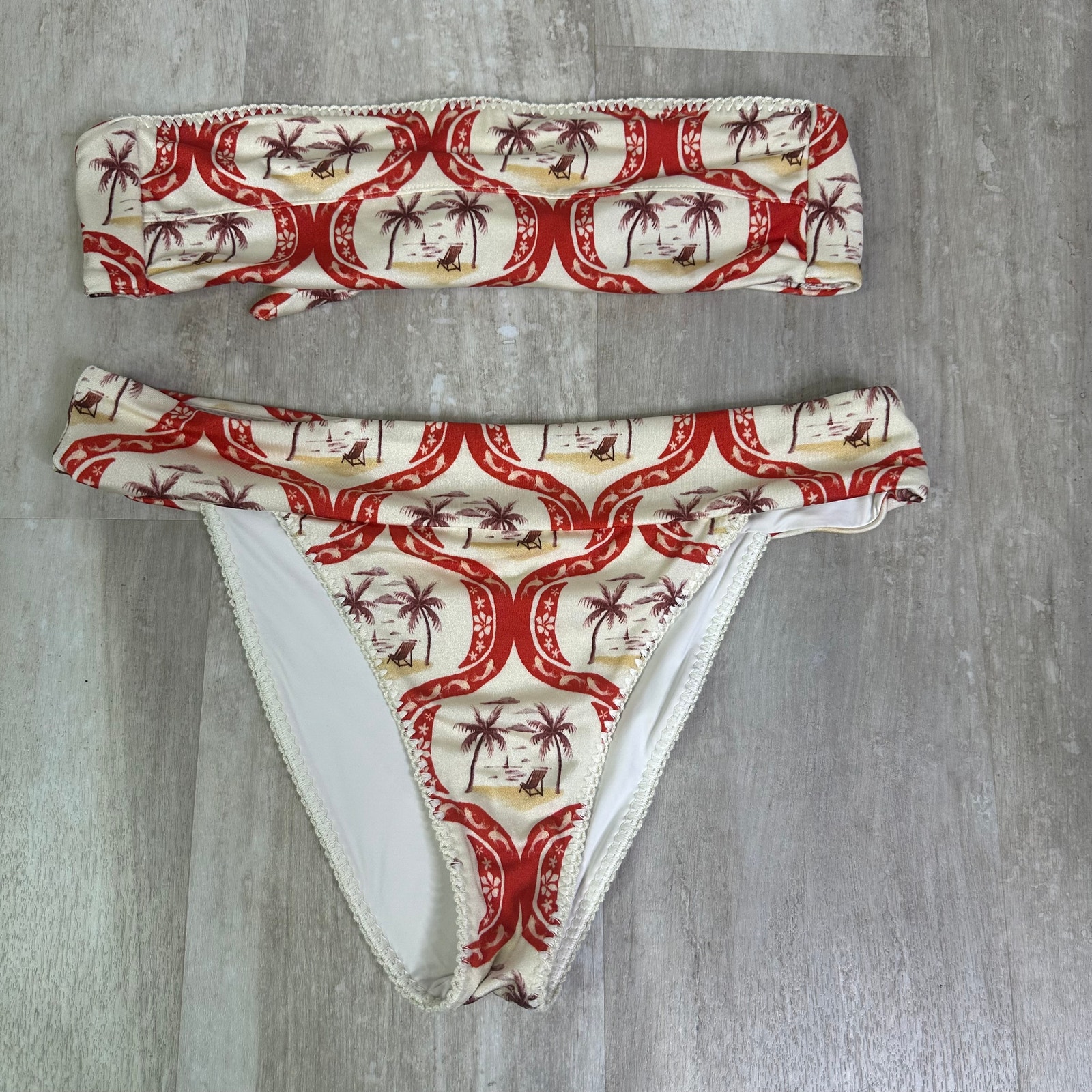 Farm Rio Summer Beach Bikini Swimsuit Set Small Top Large Bottoms