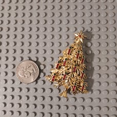 Ancer 2 Christmas Tree Brooch - Vintage Gold | Unisex Holiday Gift pin decor