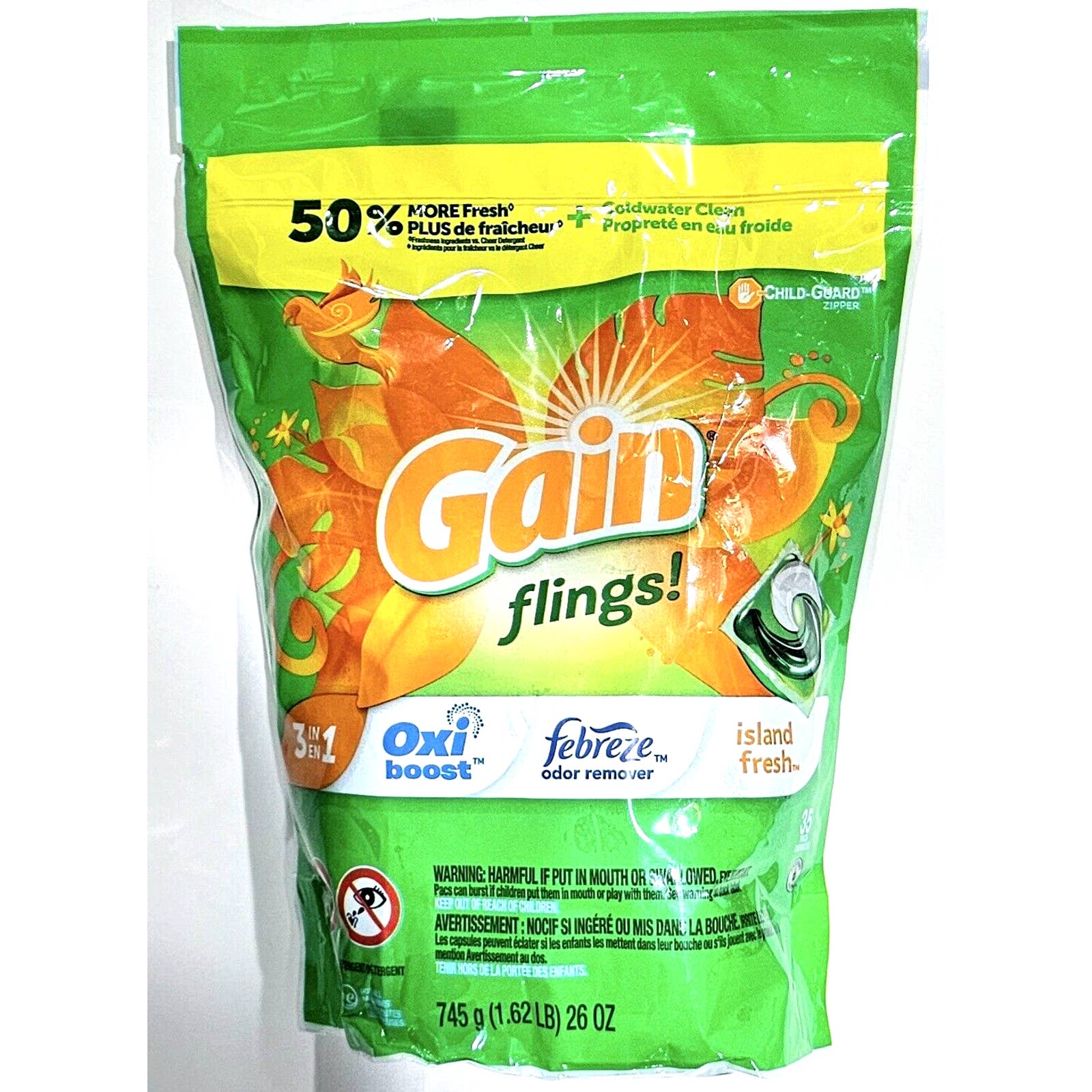 Gain Flings Oxi Boost Febreze Island Fresh 3 In 1 35 Pacs