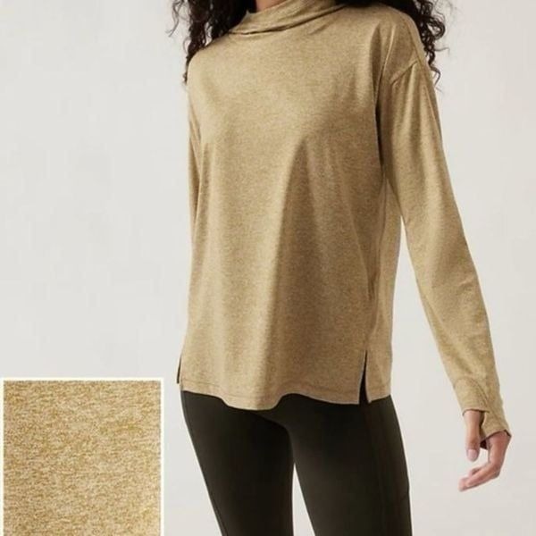 Athleta Uptempo II Sweatshirt Hoodies Small NEW with tags Green/Gold
